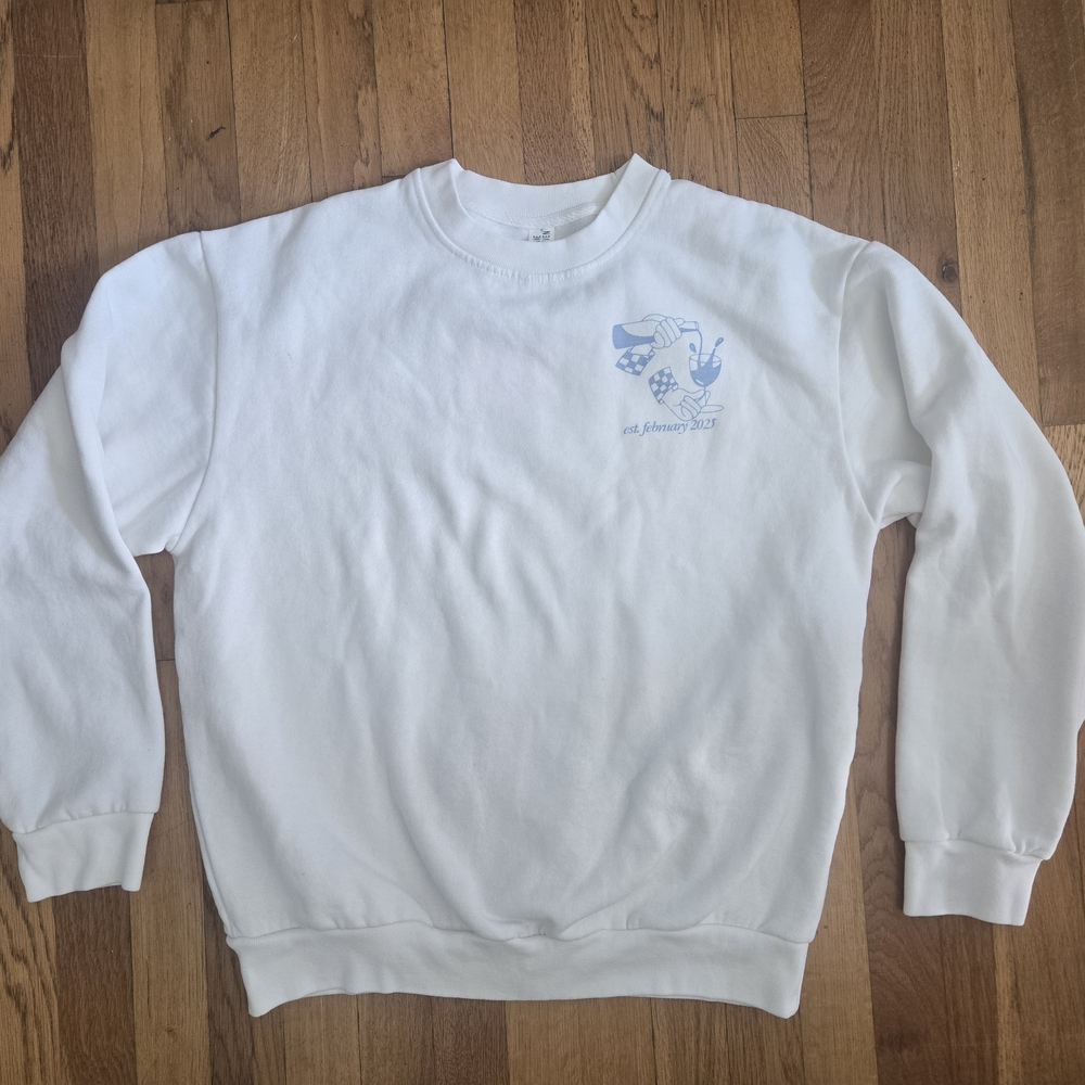 White Crewneck Sweatshirt with Graphic Detail
